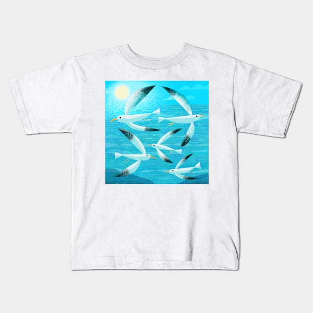 Morning Gulls Kids T-Shirt by Gareth Lucas